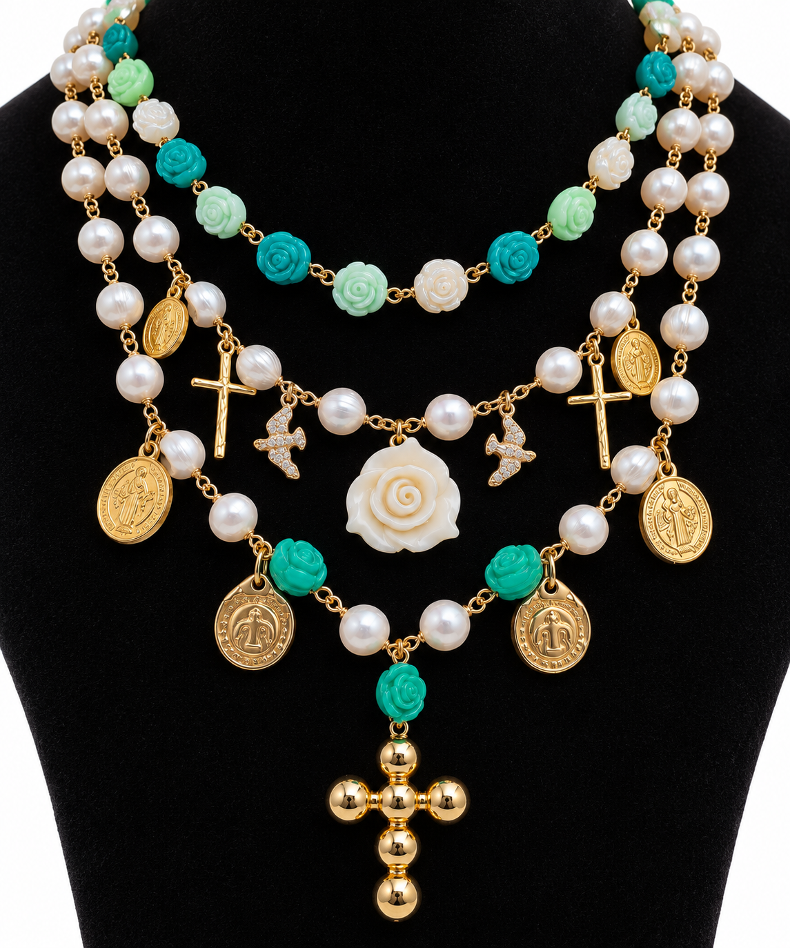 PERLA BLANCA CON ROSAS