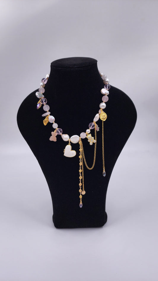 COLLAR PERLAS RELICARIO Y OSO