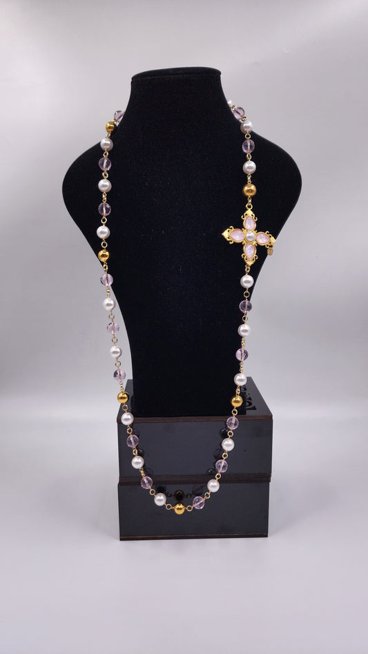 COLLAR ROSA CON CRUZ