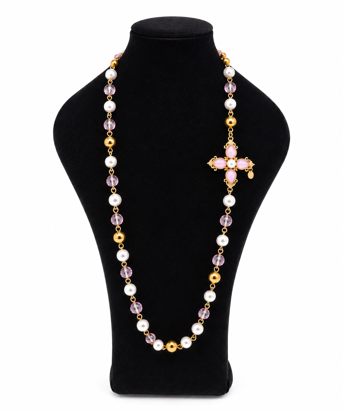 COLLAR ROSA CON CRUZ