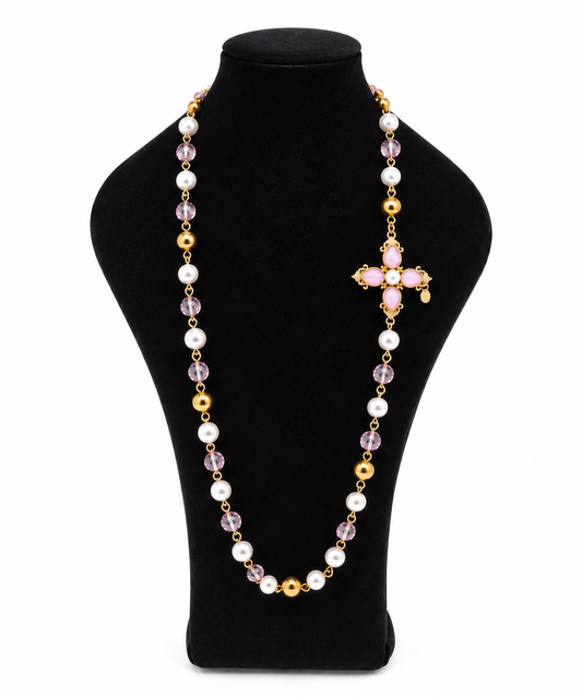 COLLAR ROSA CON CRUZ