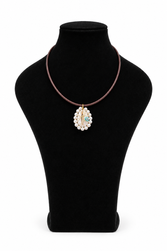 CHOKER PIEL Y CONCHA