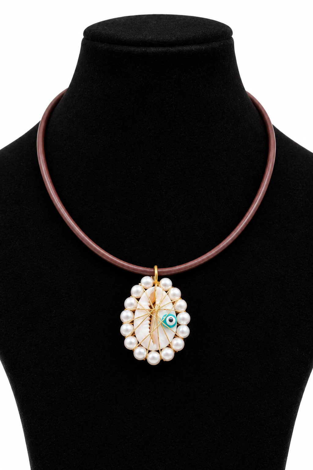 CHOKER PIEL Y CONCHA