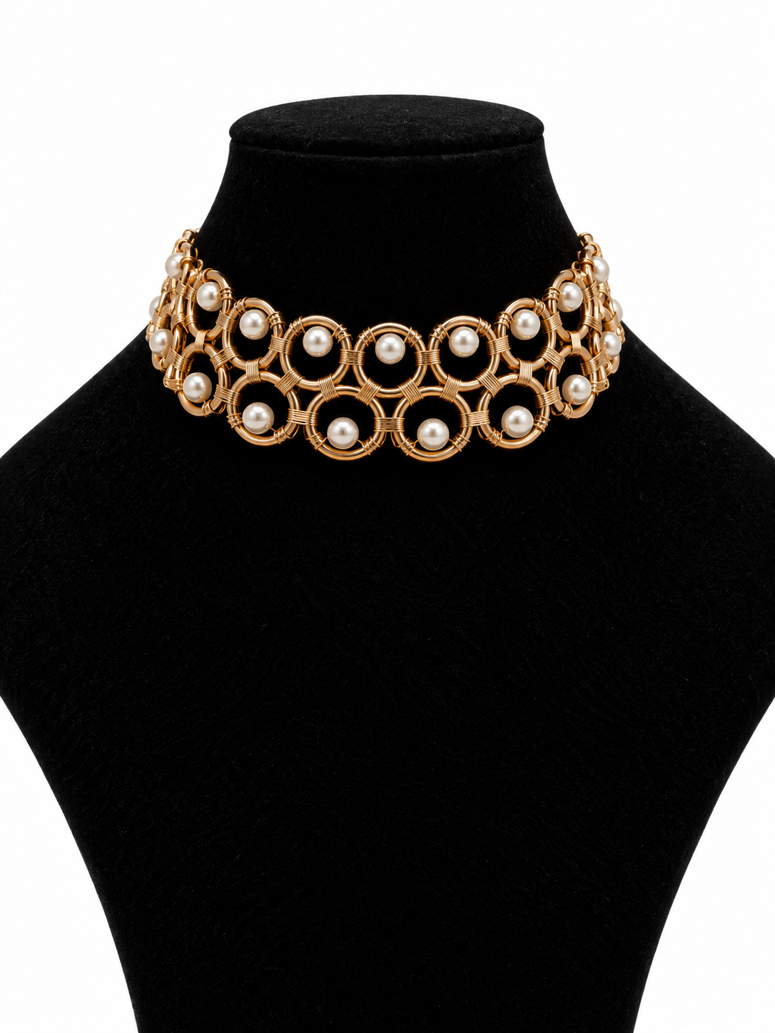 CHOKER AROS DOBLES POMERANIA PERLA