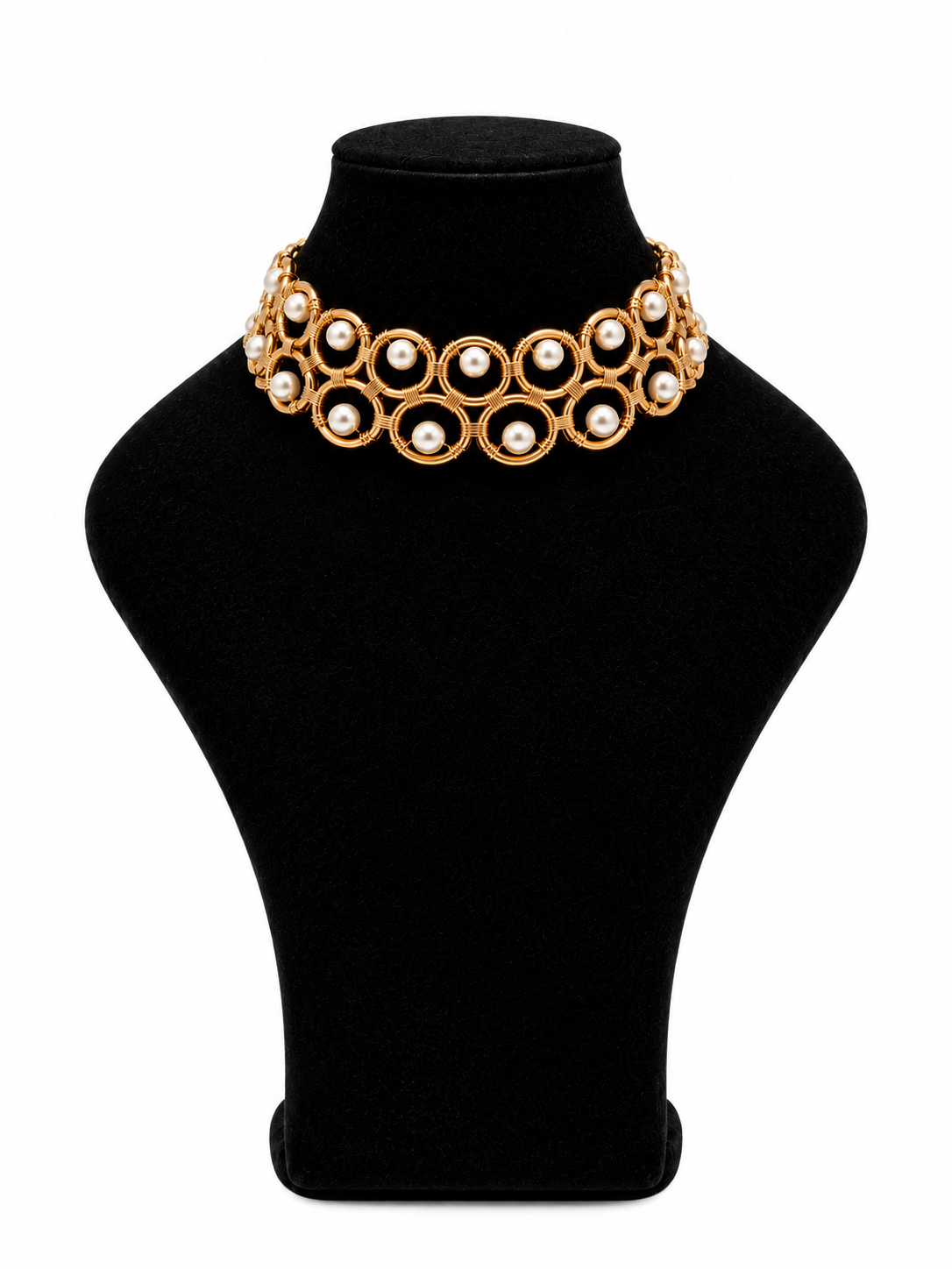 CHOKER AROS DOBLES POMERANIA PERLA