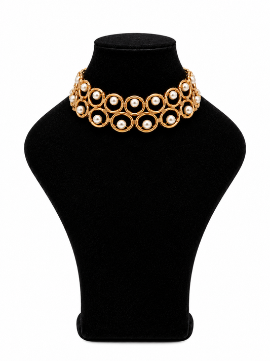 CHOKER AROS DOBLES POMERANIA PERLA