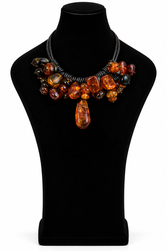 COLLAR ÁMBAR Y CUERO