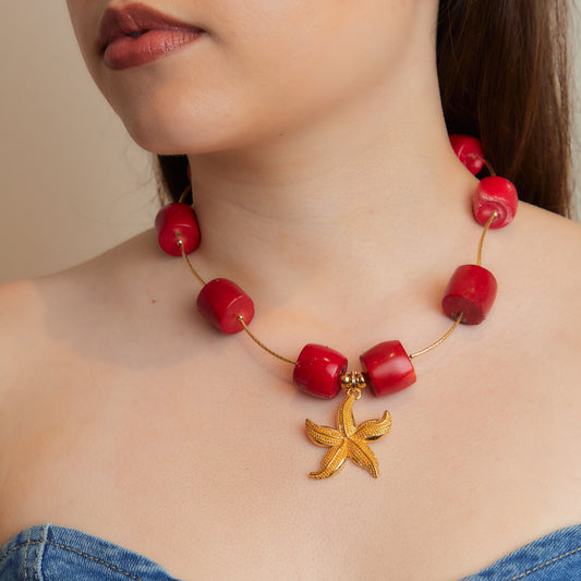 COLLAR CORTO CORAL ESTRELLA DE MAR